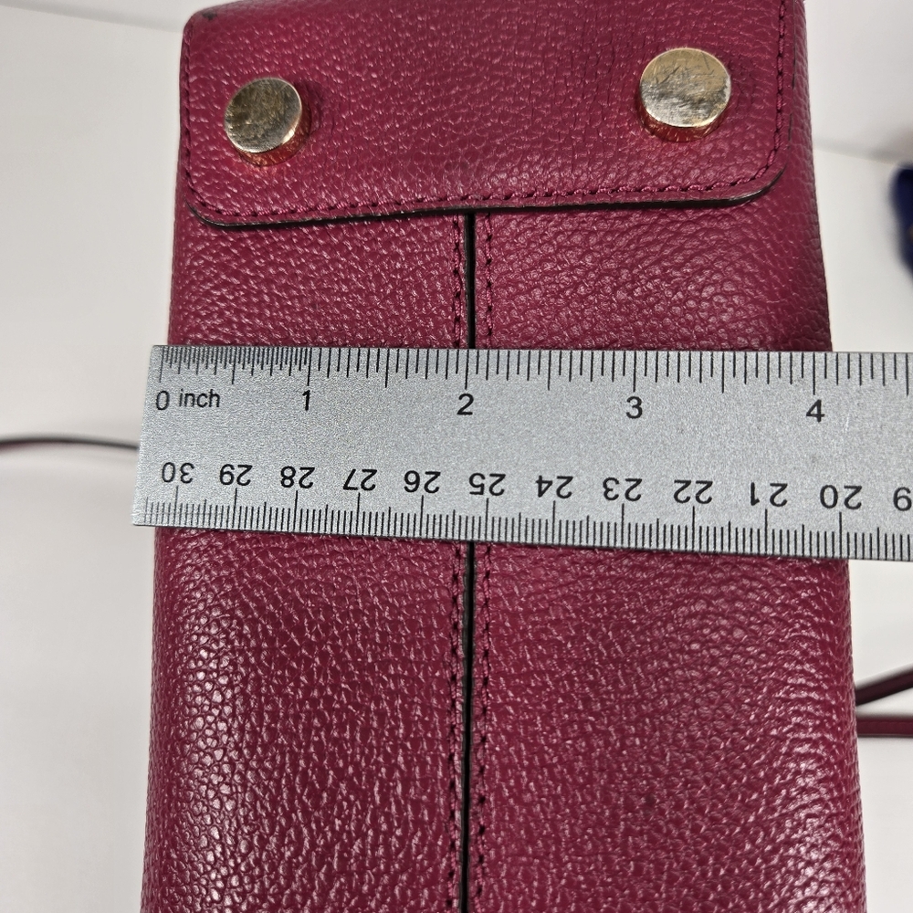 Michael Kors Mae SM Messenger Tote Crossbody Bag In Cranberry Color Gold Hardwar - Picture 5 of 17